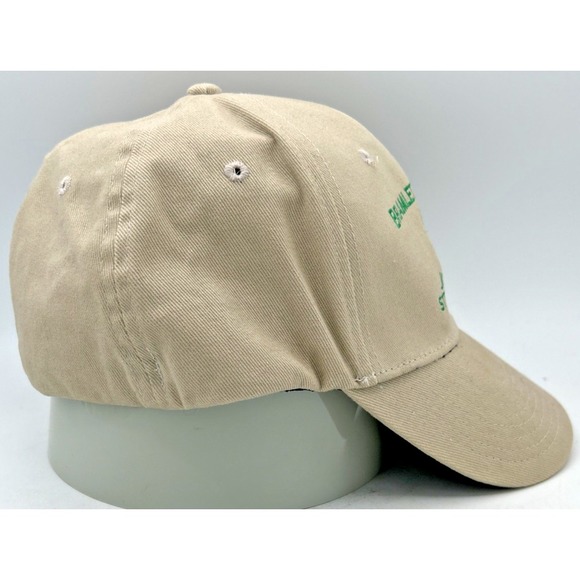 John Deere Farm Cap Bramlett Implement Stephenville TX Tractor Hat Tan L-XL Logo - Picture 2 of 6